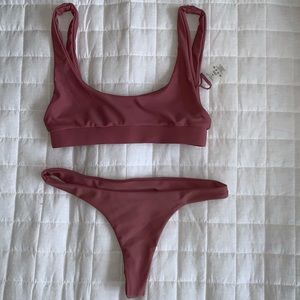 Anna Swim Ainsley Set in Blush, Size Extra Small.